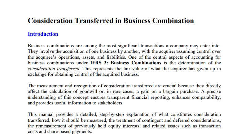 Consideration Transferred in Business combination consideration transferred in business combination